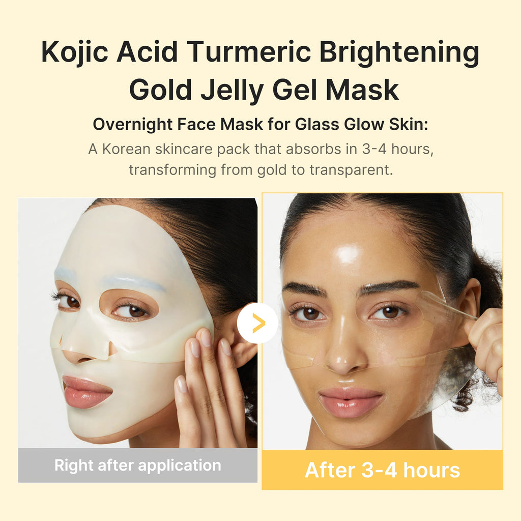 Masque gelée dorée en gel à l’acide kojique et au curcuma
