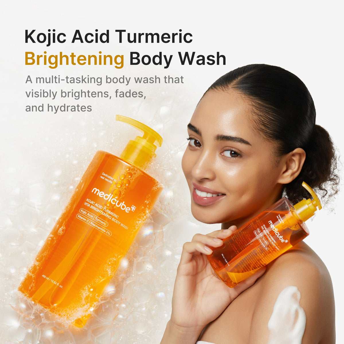 Gel douche éclaircissant à l’acide kojique et au curcuma