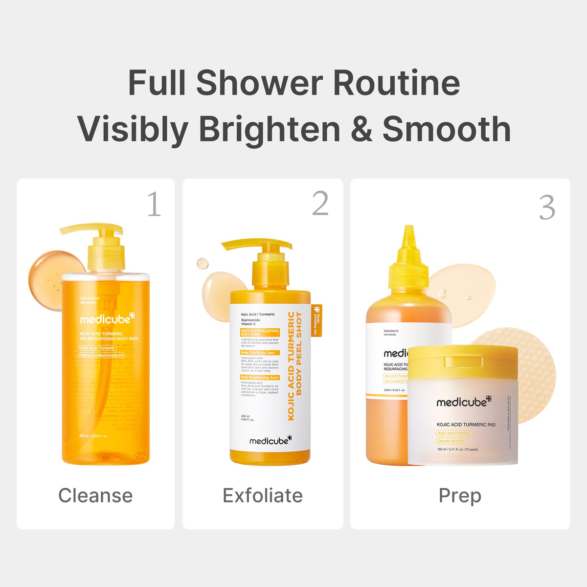 Gel douche éclaircissant à l’acide kojique et au curcuma