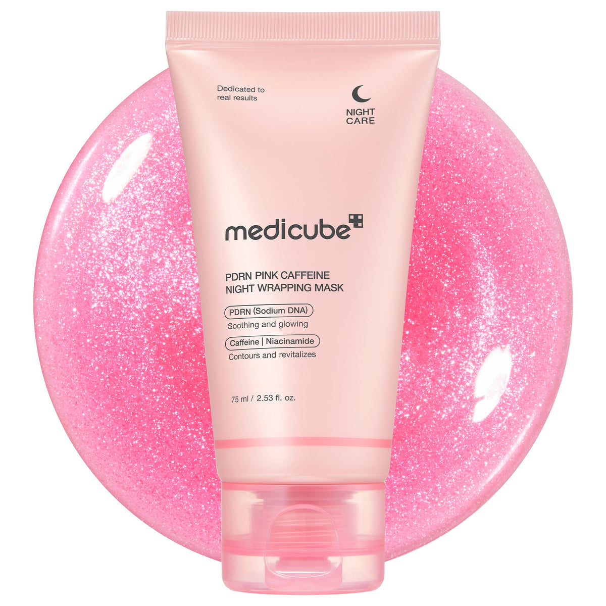 Masque enveloppant de nuit au PDRN, caféine et collagène rose