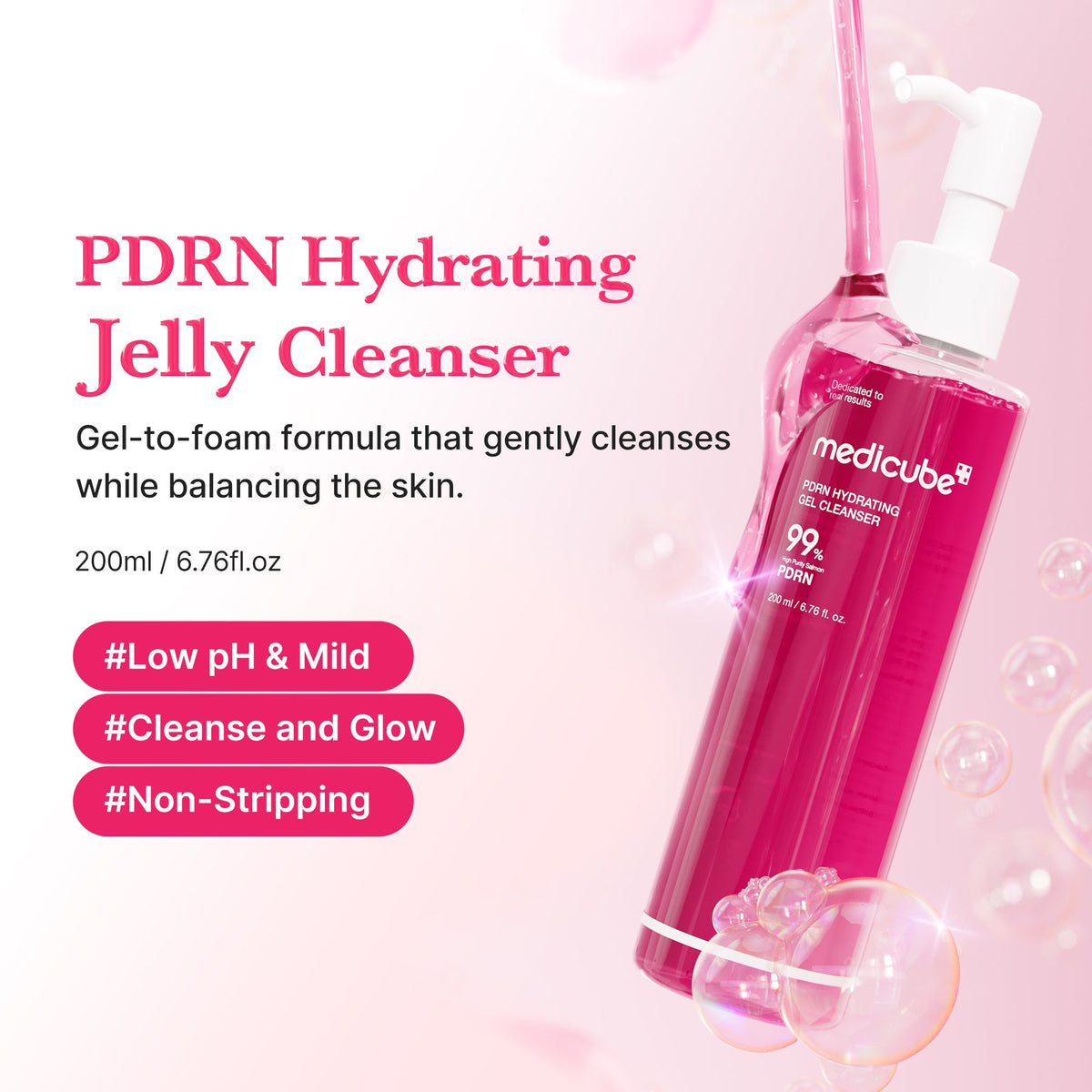 Nettoyant visage en gel rose au PDRN