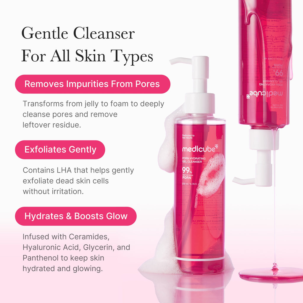 Nettoyant visage en gel rose au PDRN