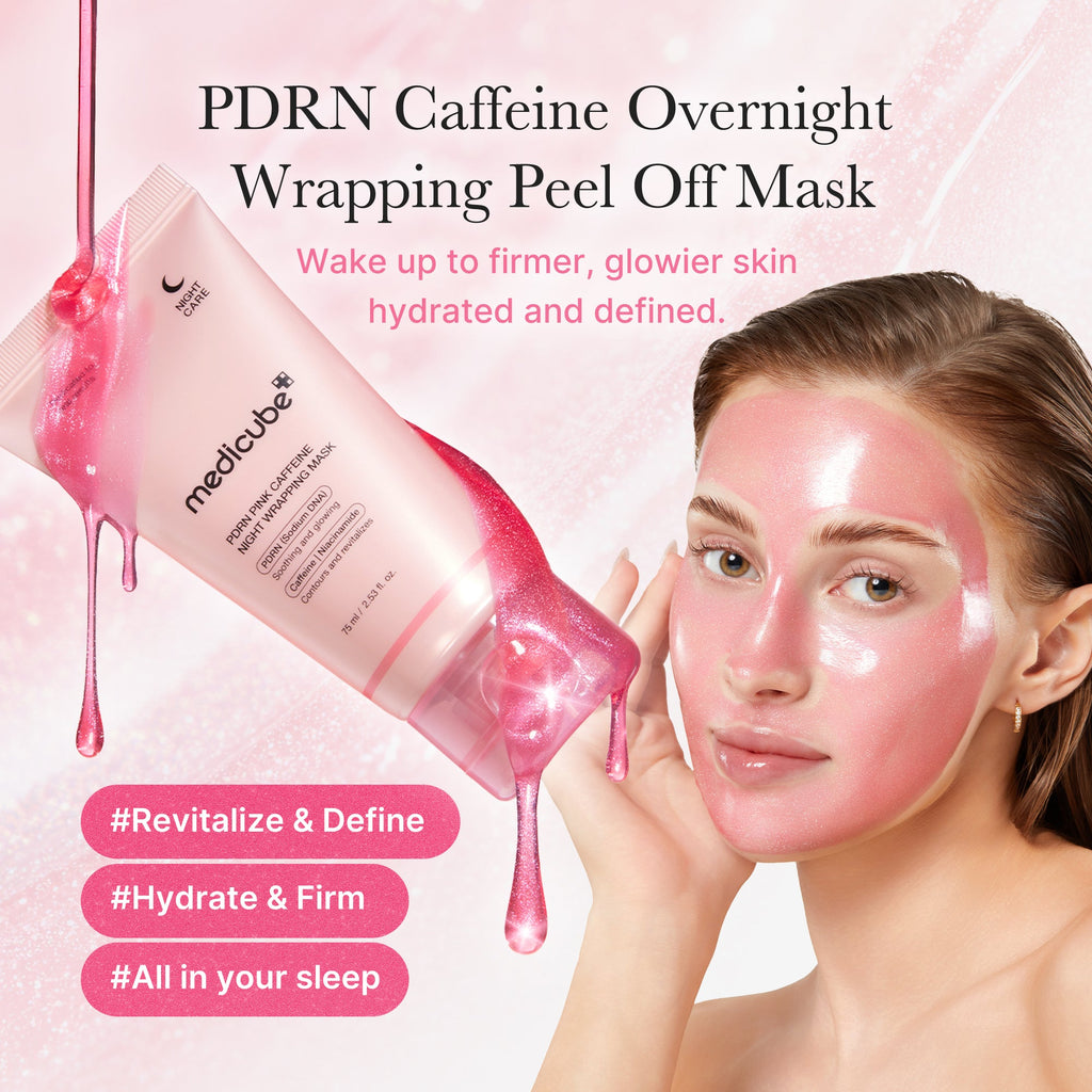 Masque enveloppant de nuit au PDRN, caféine et collagène rose