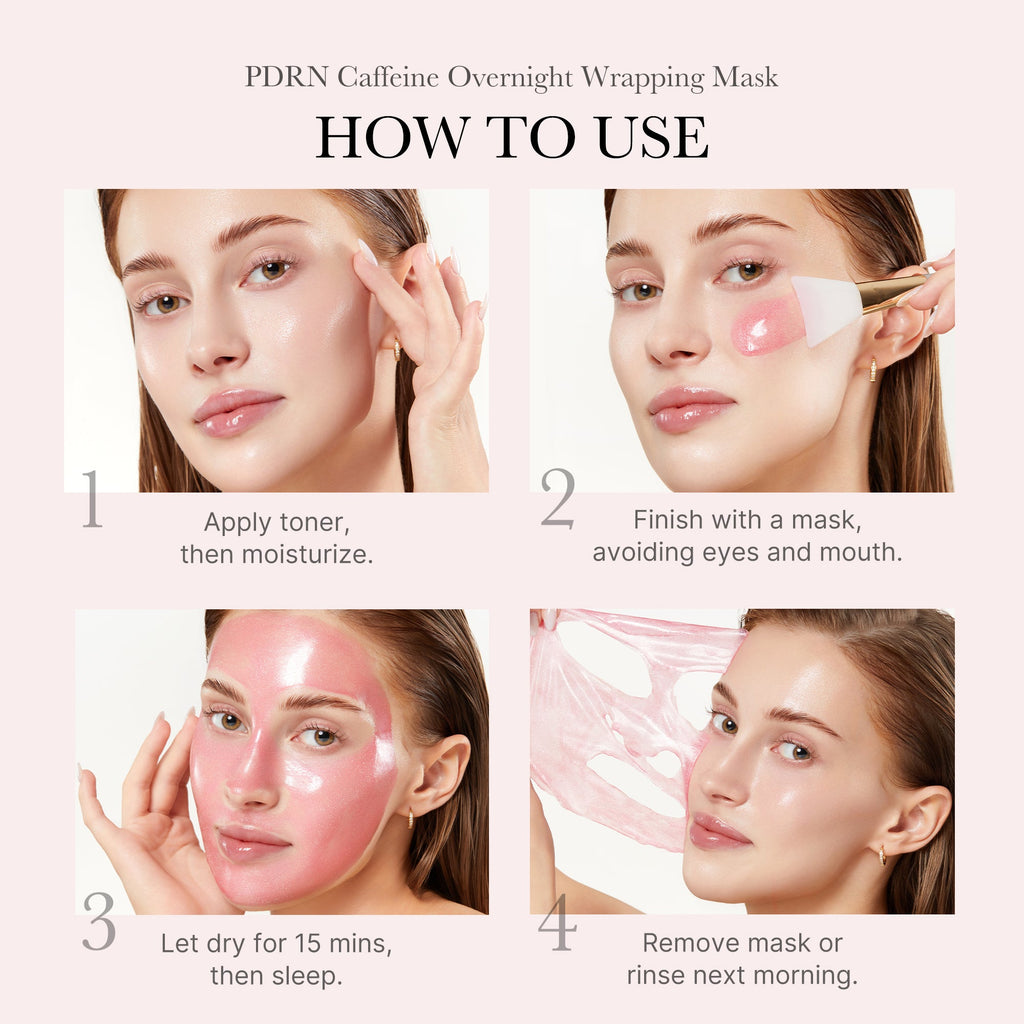Masque enveloppant de nuit au PDRN, caféine et collagène rose