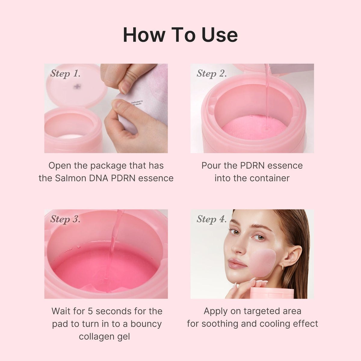 Pad tonique en gel au collagène rose et au PDRN